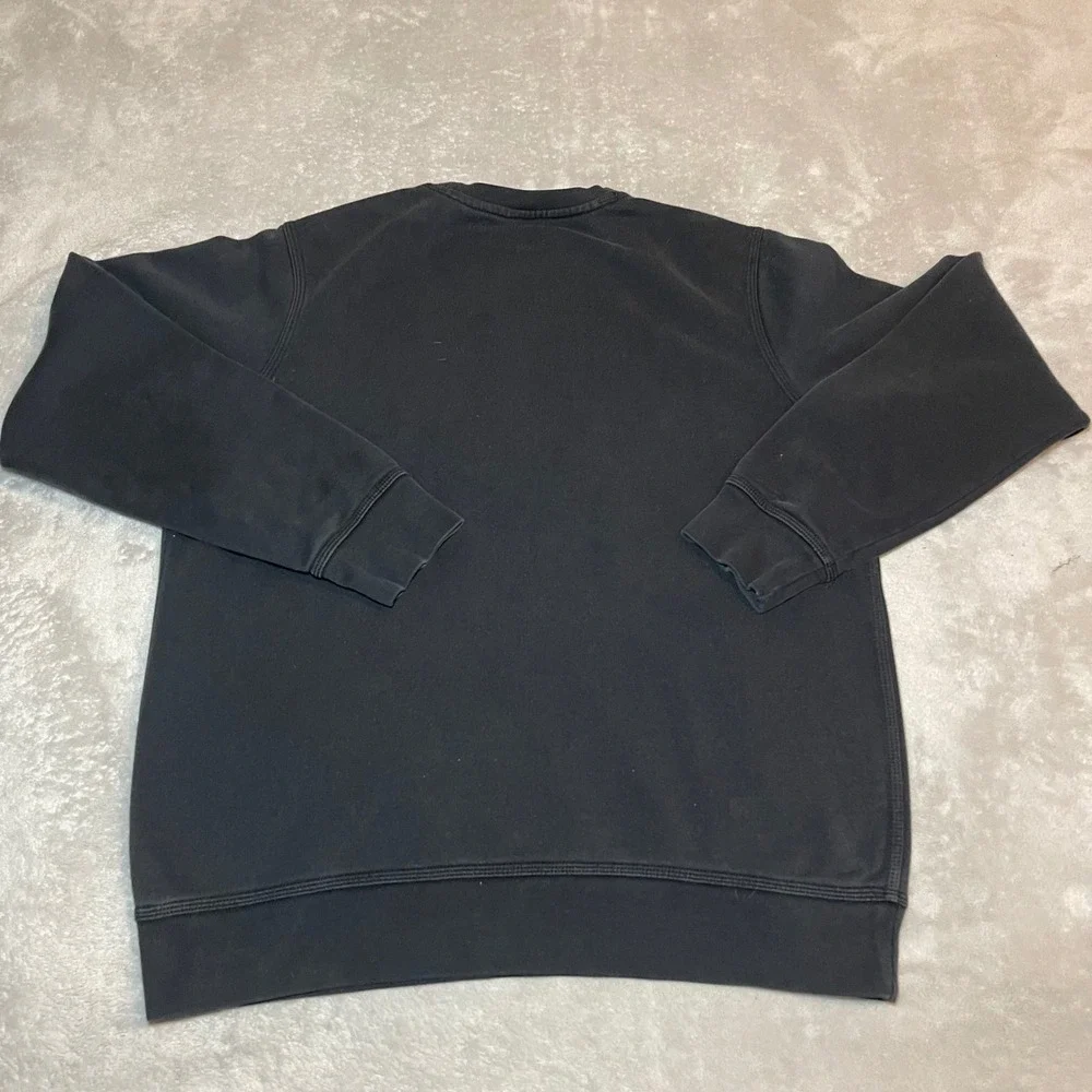Nike Sweatshirt Men Large Black Crewneck Embroidered Mini Swoosh Fleece Pullover